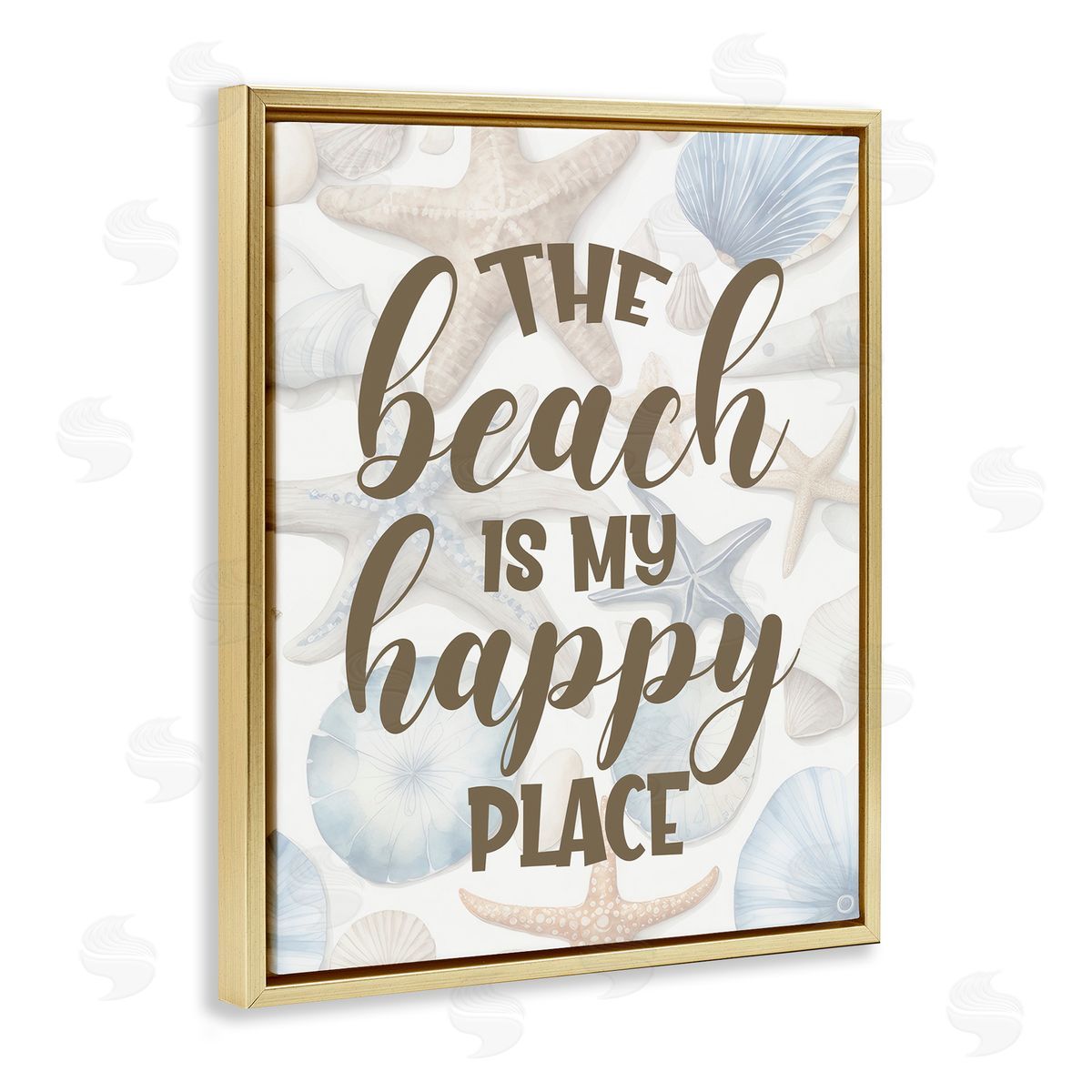 Beach Happy Place Gold Floating Frame Canvas Wall Art, Home Decor by Kim Allen