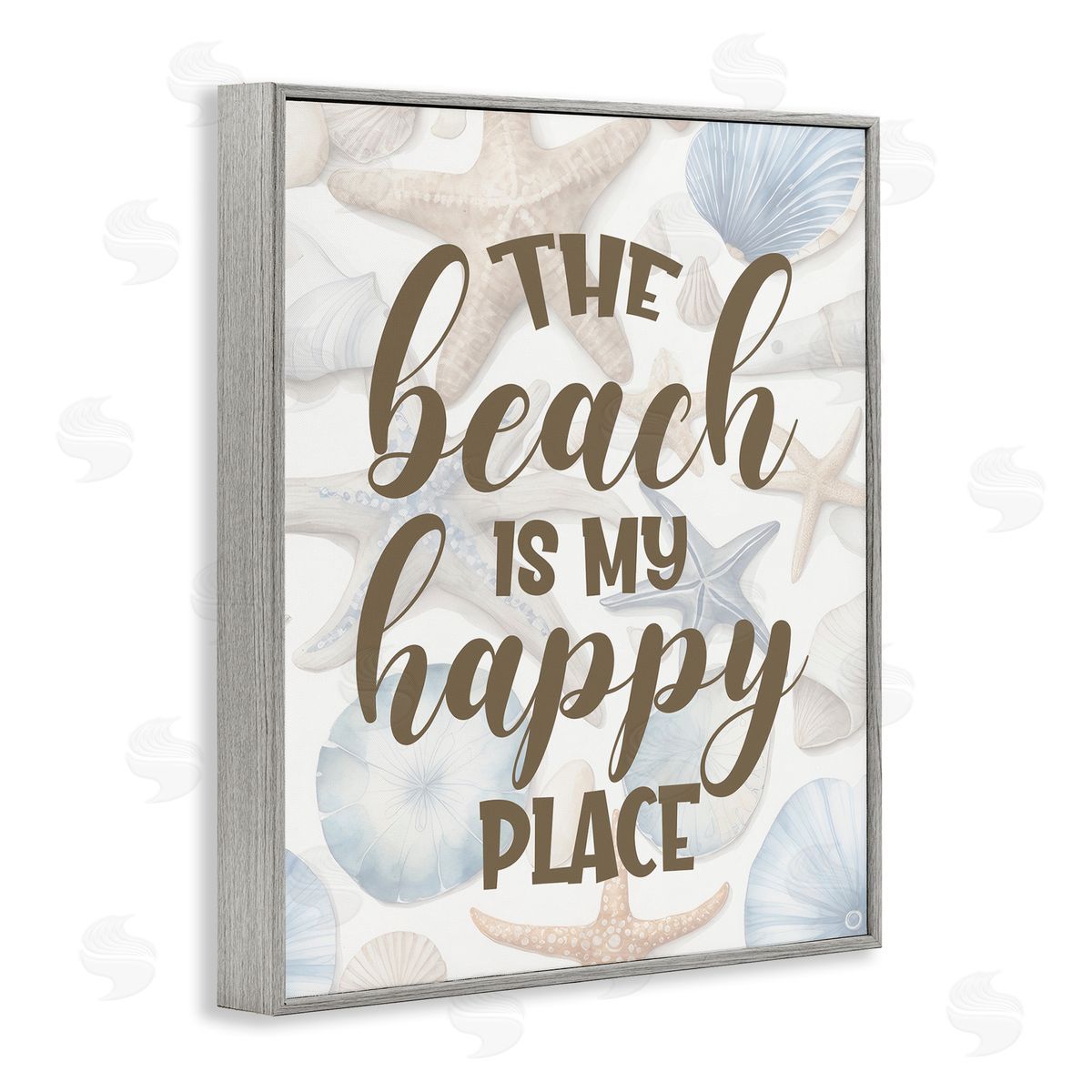 Beach Happy Place Grey Frame Print Wall Art, Home Decor by Kim Allen