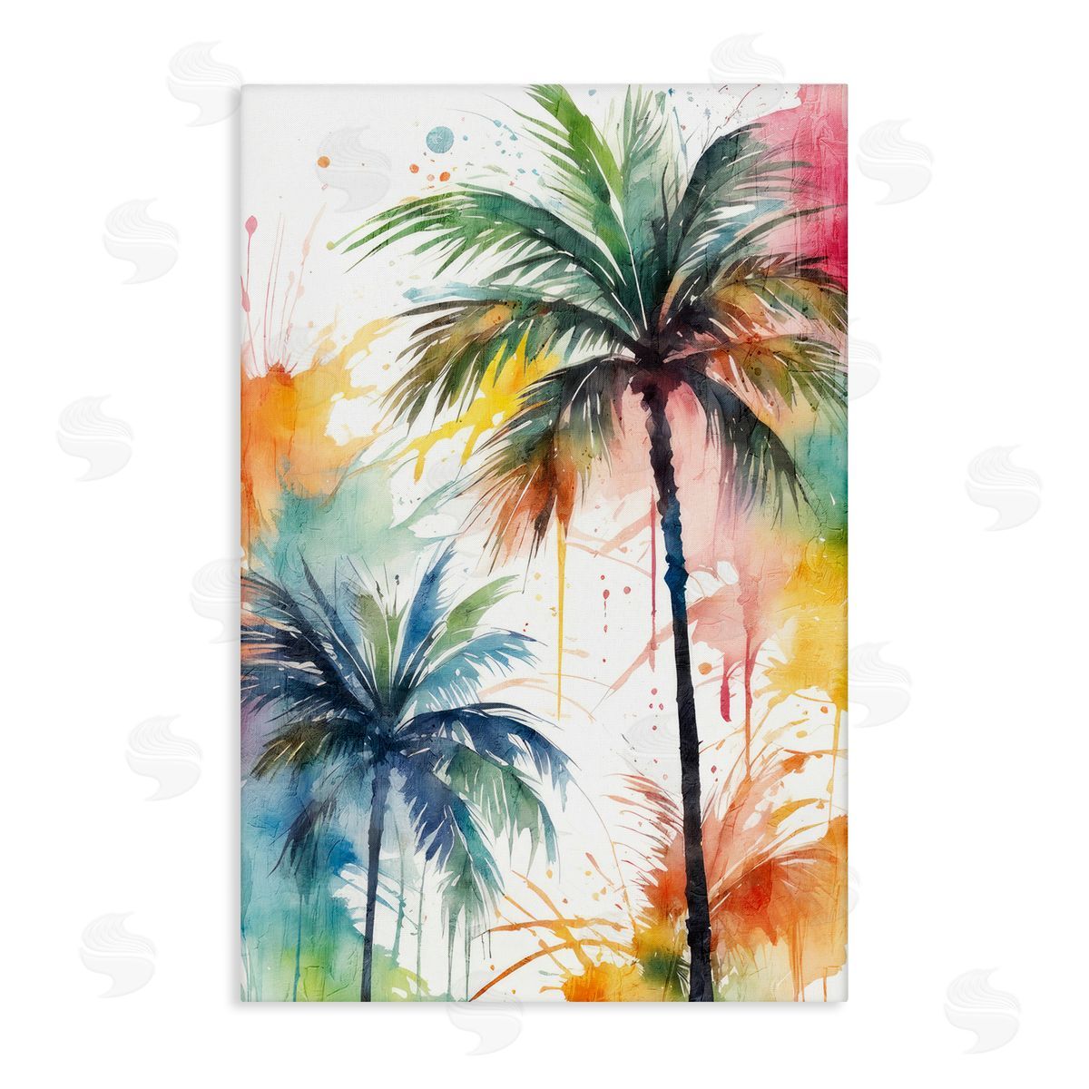 Splashed Palm Trees Canvas Wall Art, Home Decor by Kim Allen