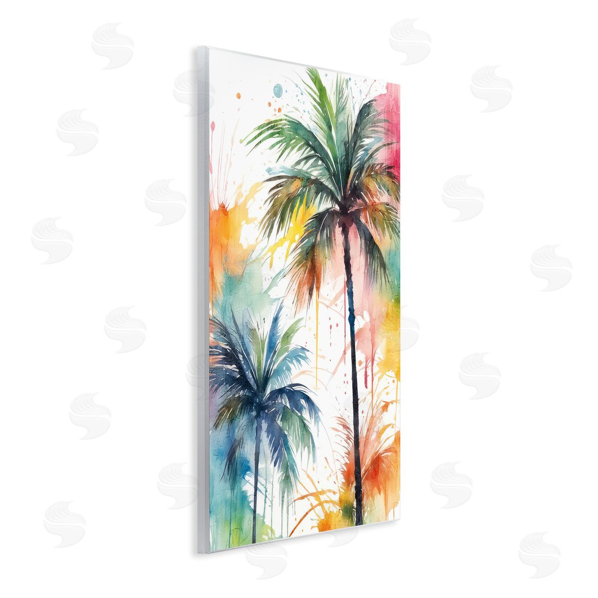 Splashed Palm Trees Wood Plaque Wall Art, Home Decor by Kim Allen