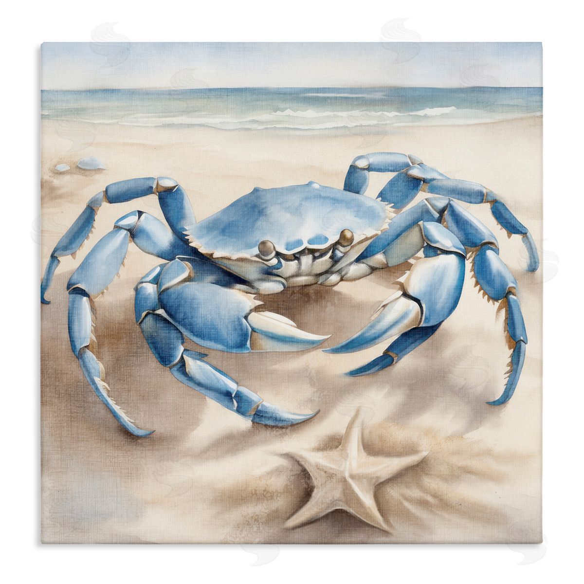 Crab and Starfish on Beach Canvas Wall Art, Home Decor by Kim Allen