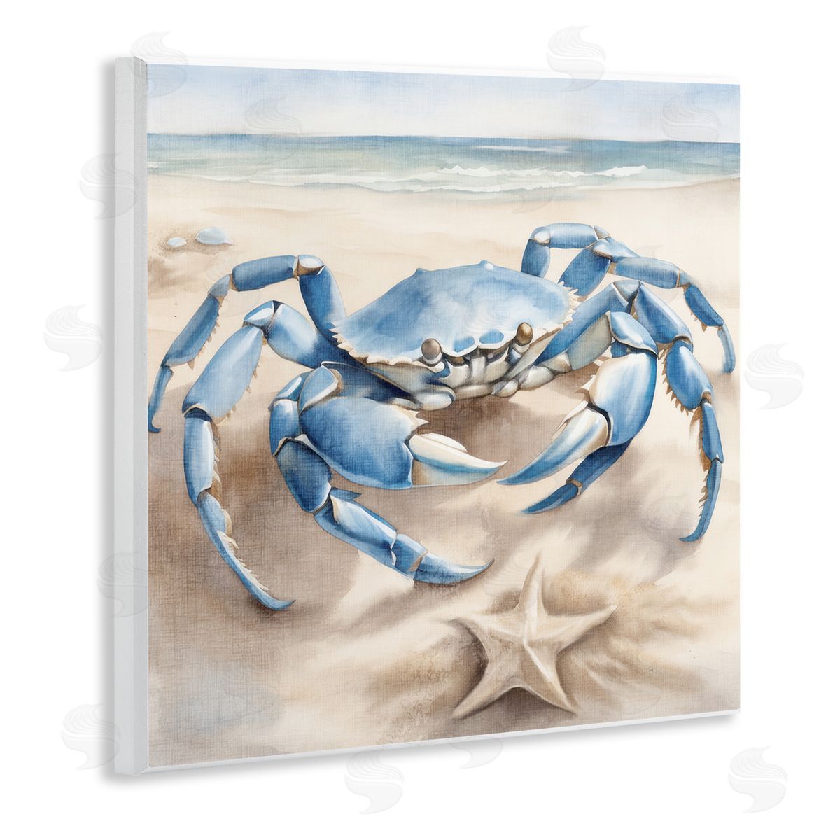 Crab and Starfish on Beach Wood Plaque Wall Art, Home Decor by Kim Allen