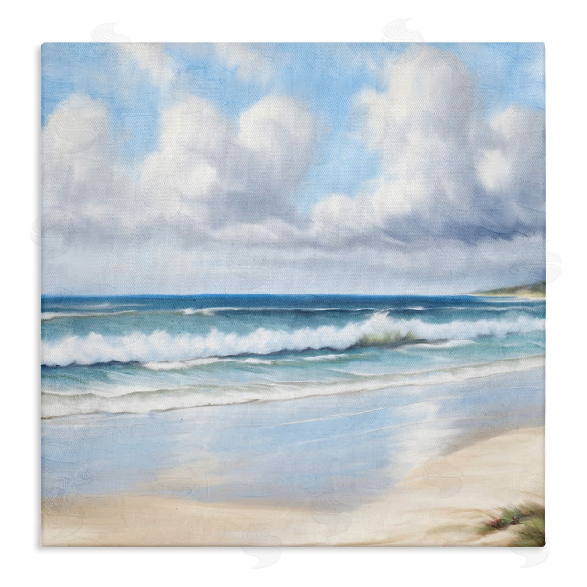 Sand Walk Ocean Waves Canvas Wall Art, Home Decor by Kim Allen