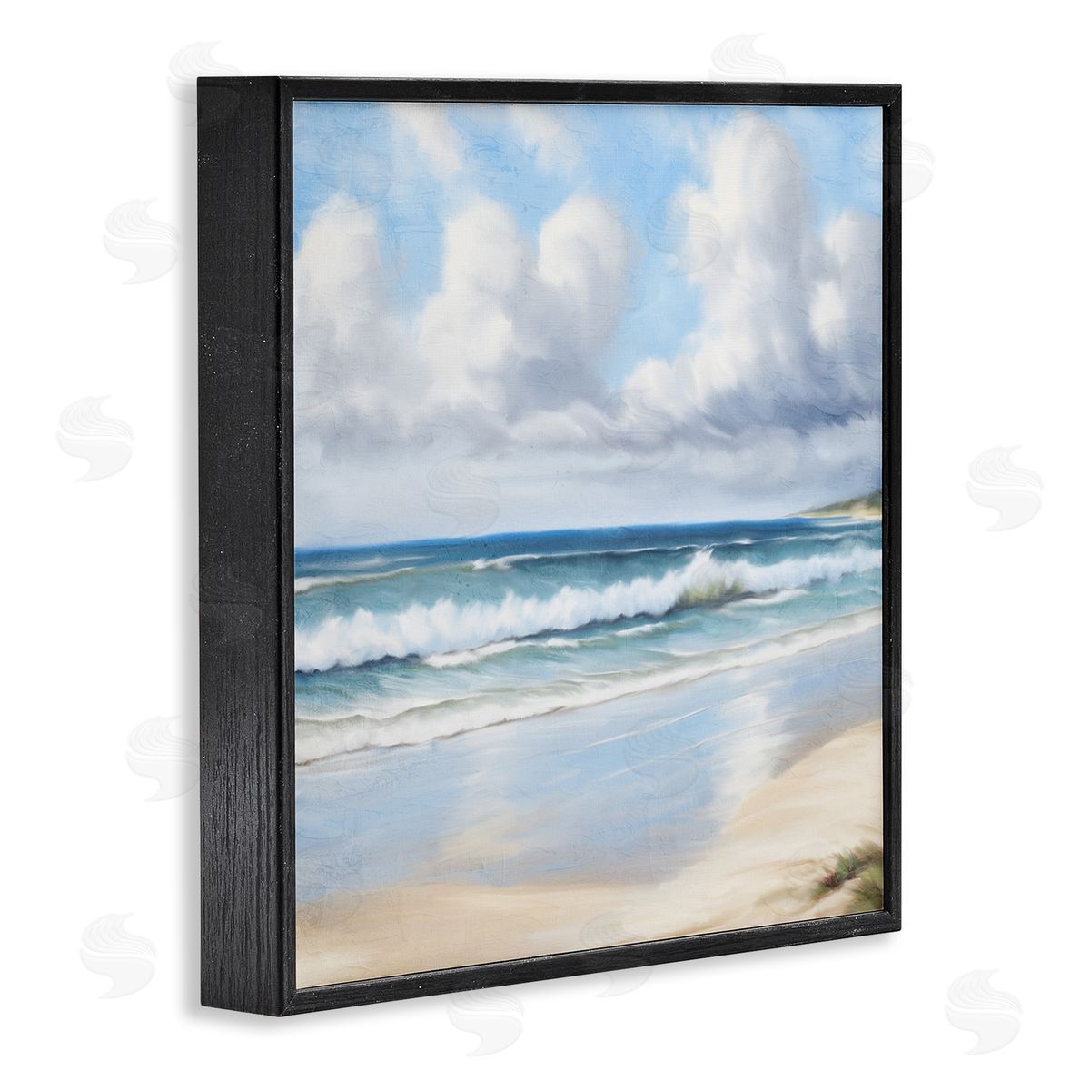 Sand Walk Ocean Waves Black Frame Print Wall Art, Home Decor by Kim Allen