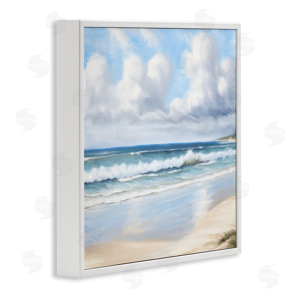 Sand Walk Ocean Waves White Frame Print Wall Art, Home Decor by Kim Allen