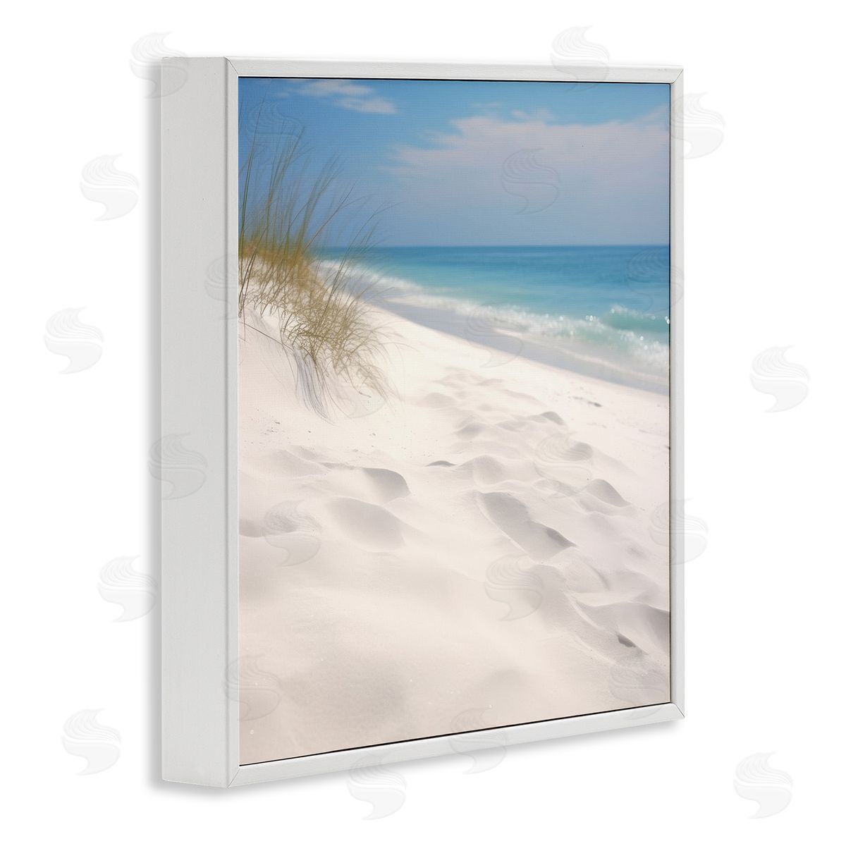 Seabreeze Sandy Footprints White Frame Print Wall Art, Home Decor by Lazar Studio