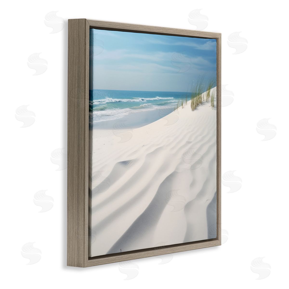 Seabreeze Windy Dunes Brown Floating Frame Canvas Wall Art, Home Decor by Lazar Studio