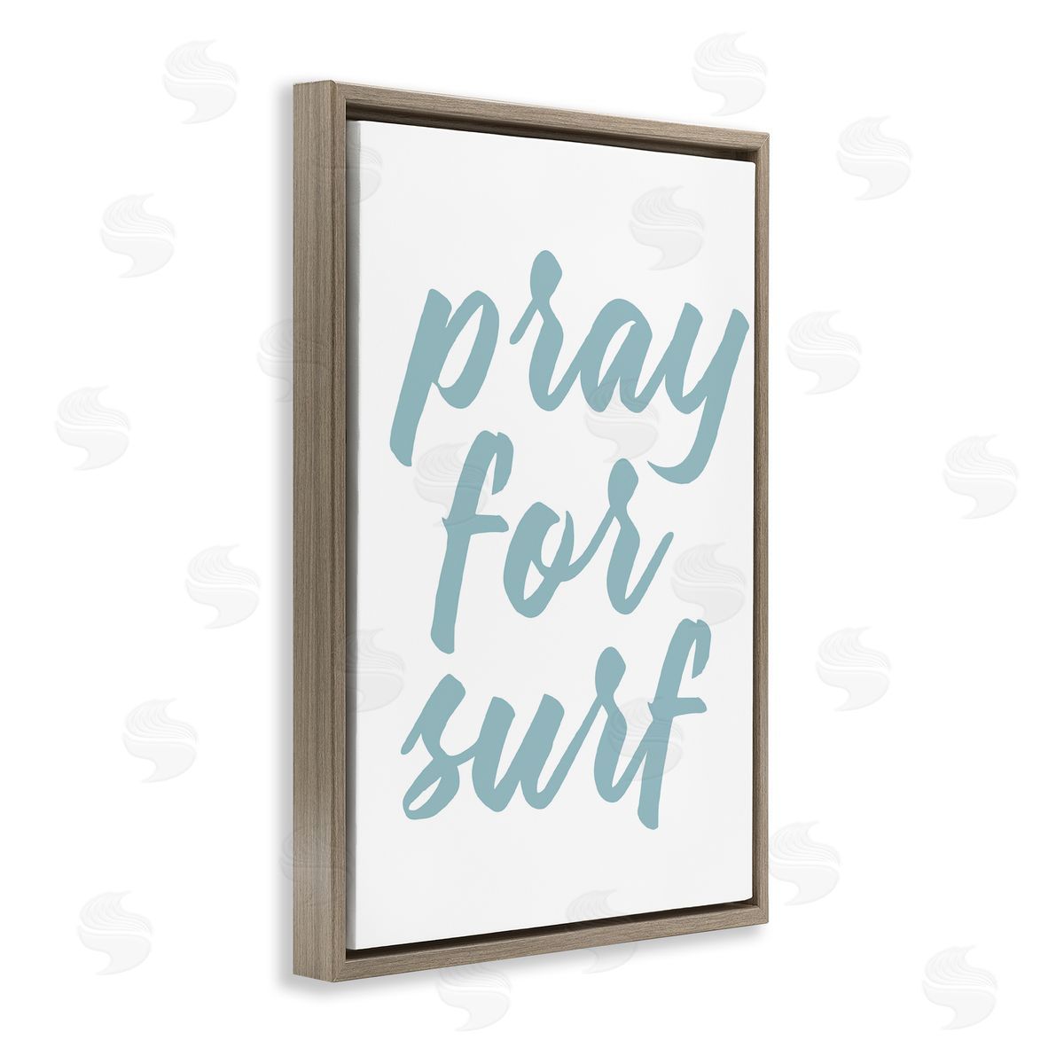 Pray For Surf Brown Floating Frame Canvas Wall Art, Home Decor by Lettered and Lined