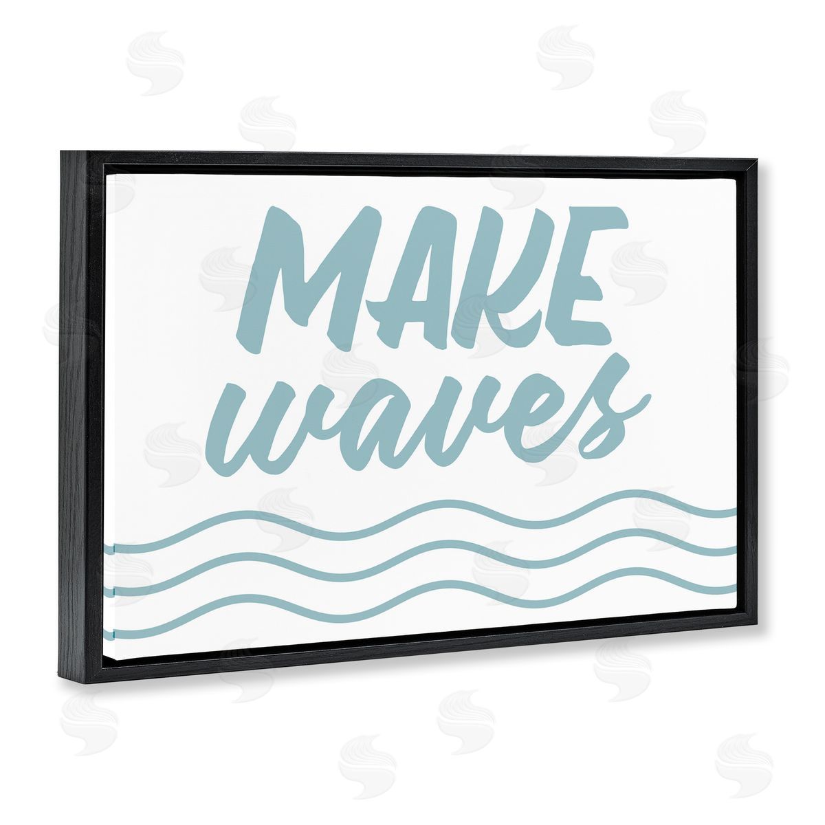 Make Waves on White Black Floating Frame Canvas Wall Art, Home Decor by Lettered and Lined