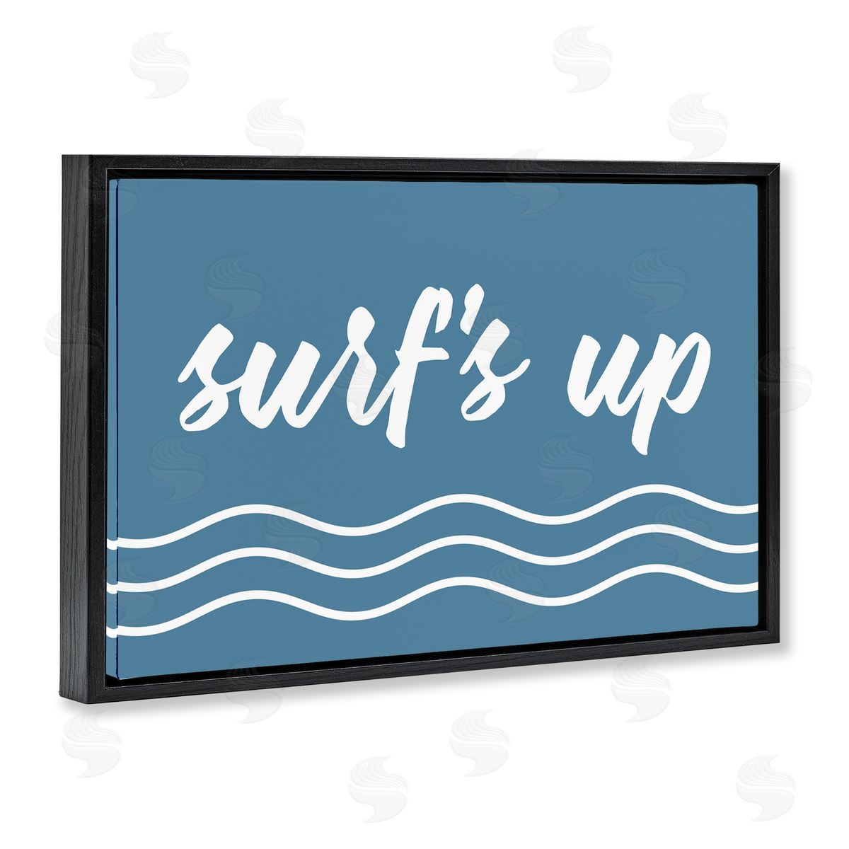 Blue Surf's Up Black Floating Frame Canvas Wall Art, Home Decor by Lettered and Lined