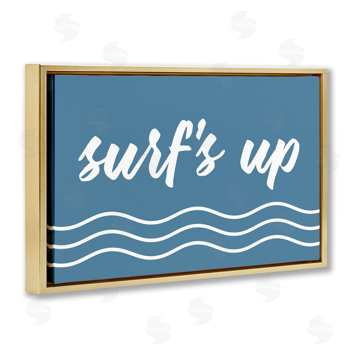 Blue Surf's Up Gold Floating Frame Canvas Wall Art, Home Decor by Lettered and Lined