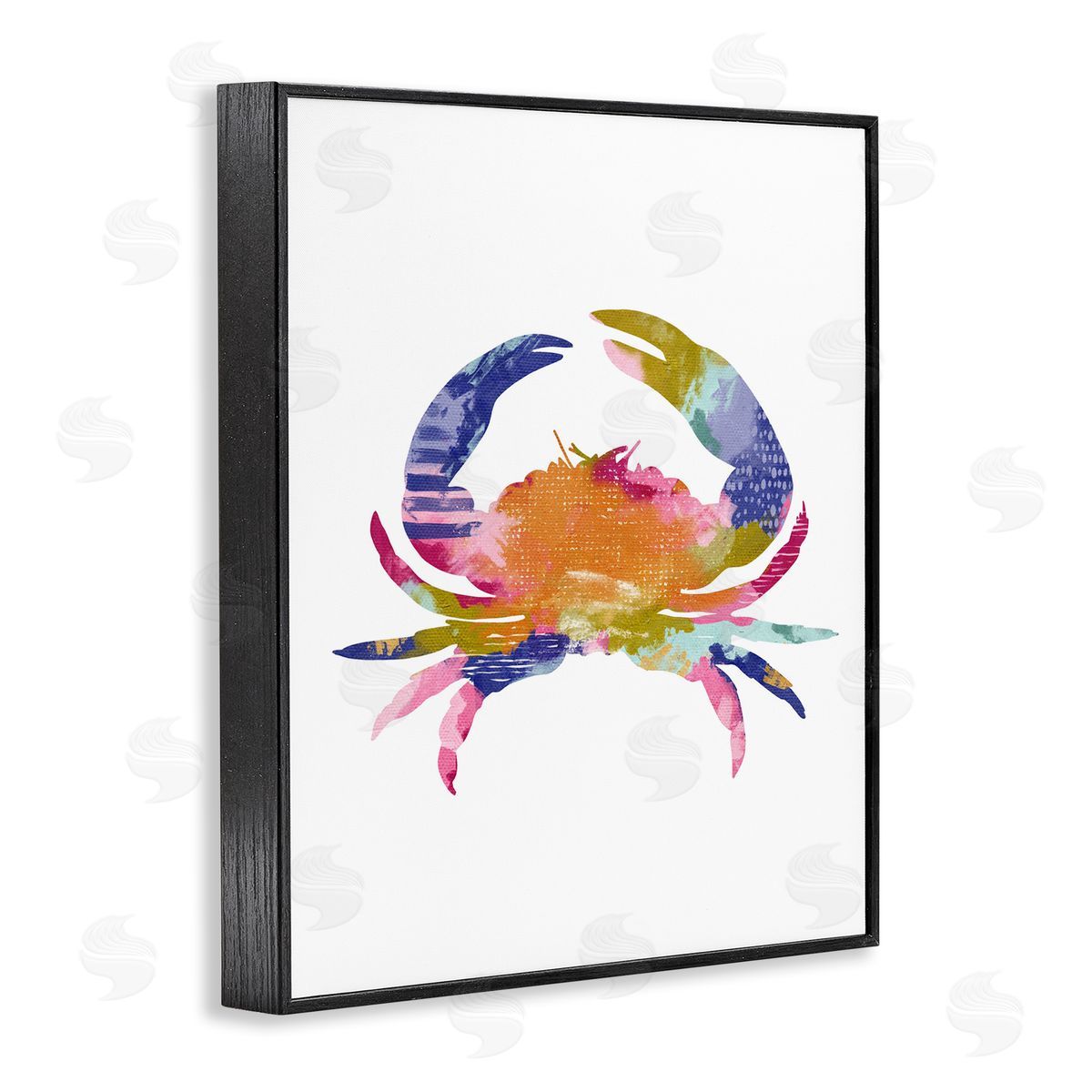 Patterned Crab Impression Black Frame Print Wall Art, Home Decor by Lisa Nohren