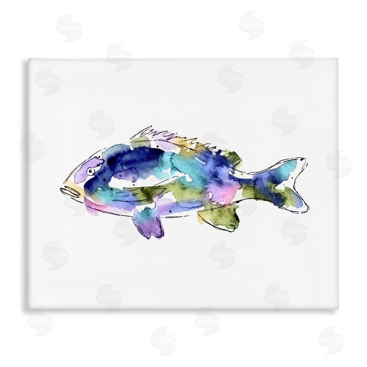 Watercolor Style Fish Canvas Wall Art, Home Decor by Lisa Nohren