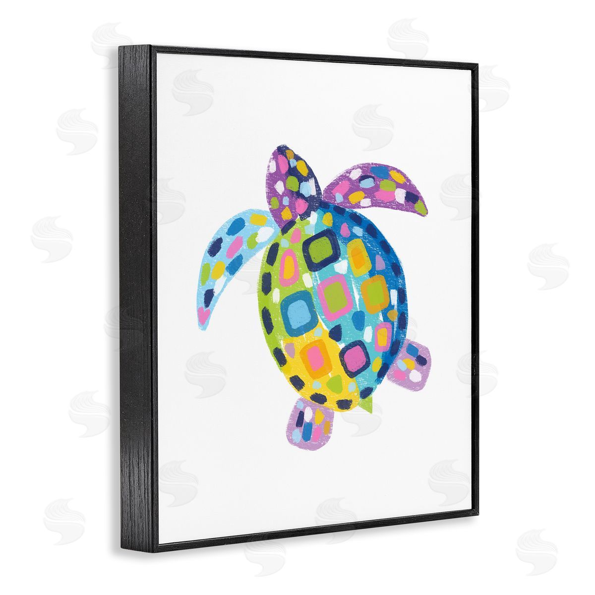 Mosaic Patterned Turtle Black Frame Print Wall Art, Home Decor by Lisa Nohren