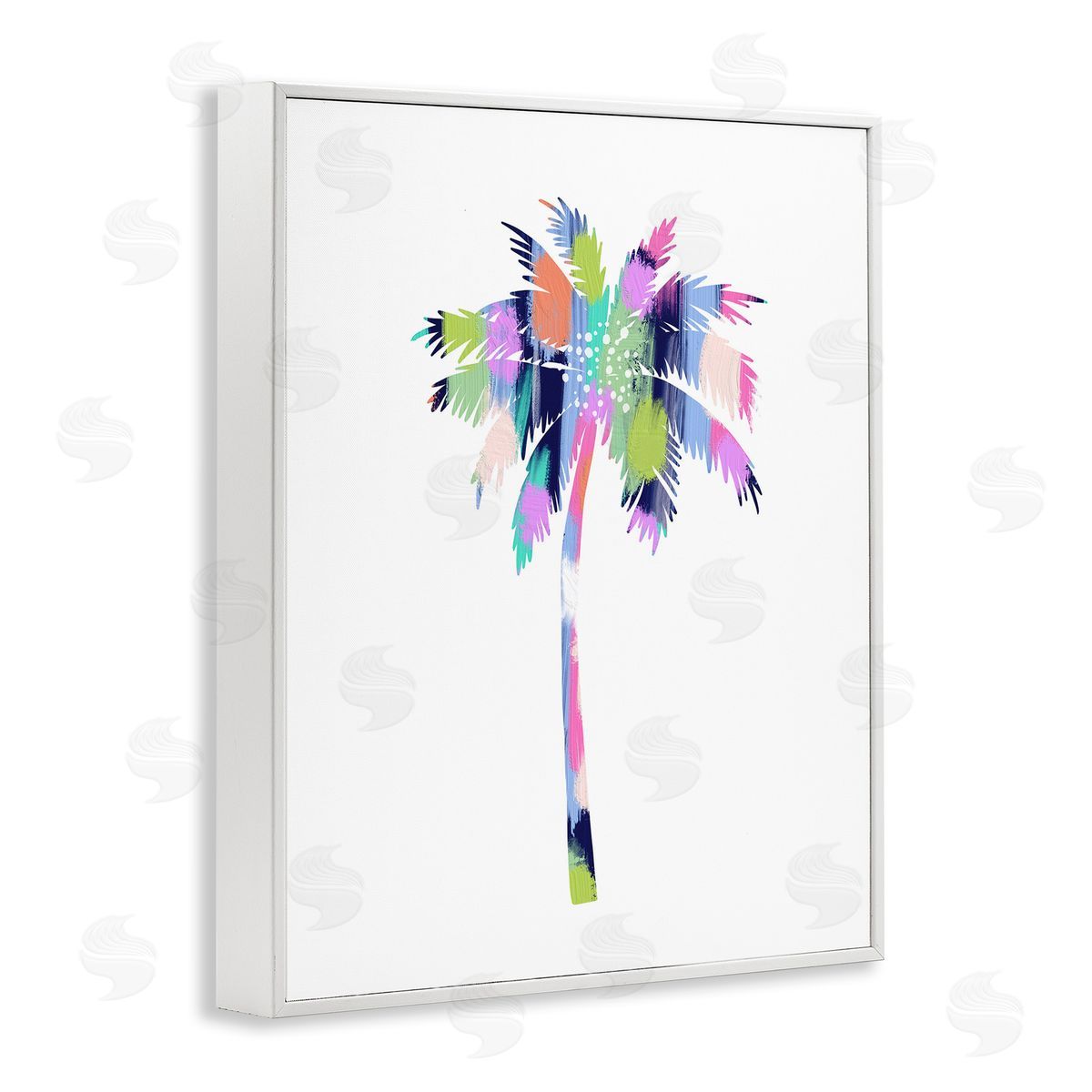 Patterned Palm Tree White Frame Print Wall Art, Home Decor by Lisa Nohren