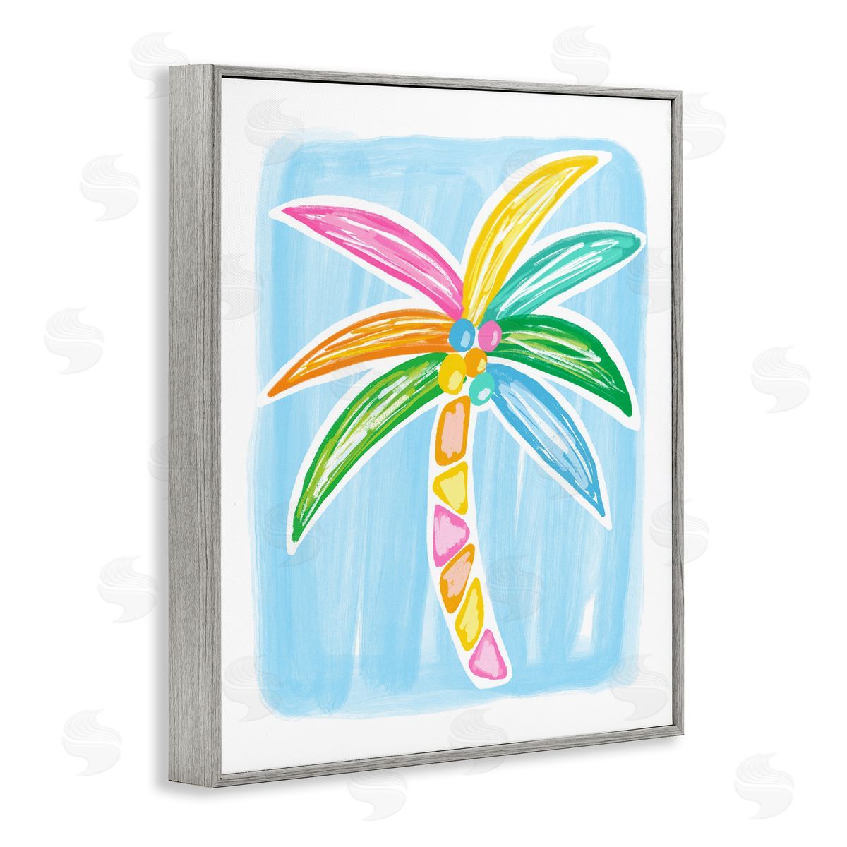 Pastel Palm on Blue Grey Frame Print Wall Art, Home Decor by Lisa Nohren