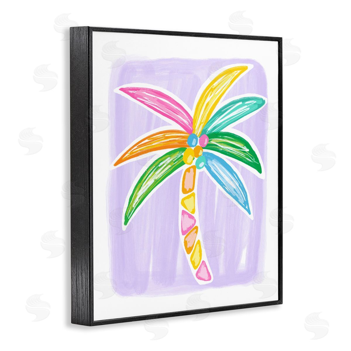 Pastel Palm on Purple Black Frame Print Wall Art, Home Decor by Lisa Nohren