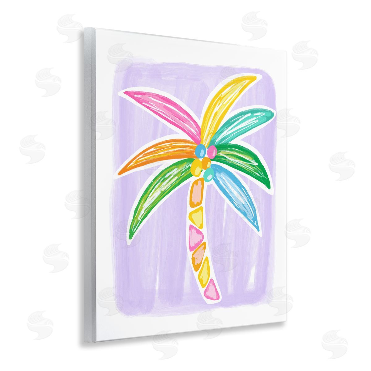 Pastel Palm on Purple Wood Plaque Wall Art, Home Decor by Lisa Nohren