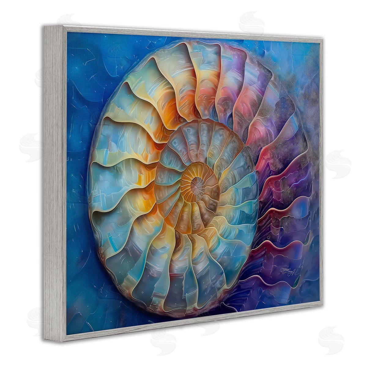 Lena Owens Maritime Nautilus Spiral Gray Framed Giclee Wall Art Print