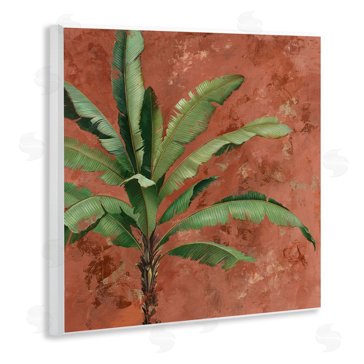 Palm on Muted Red Wood Plaque Wall Art, Home Decor by Max Maxx