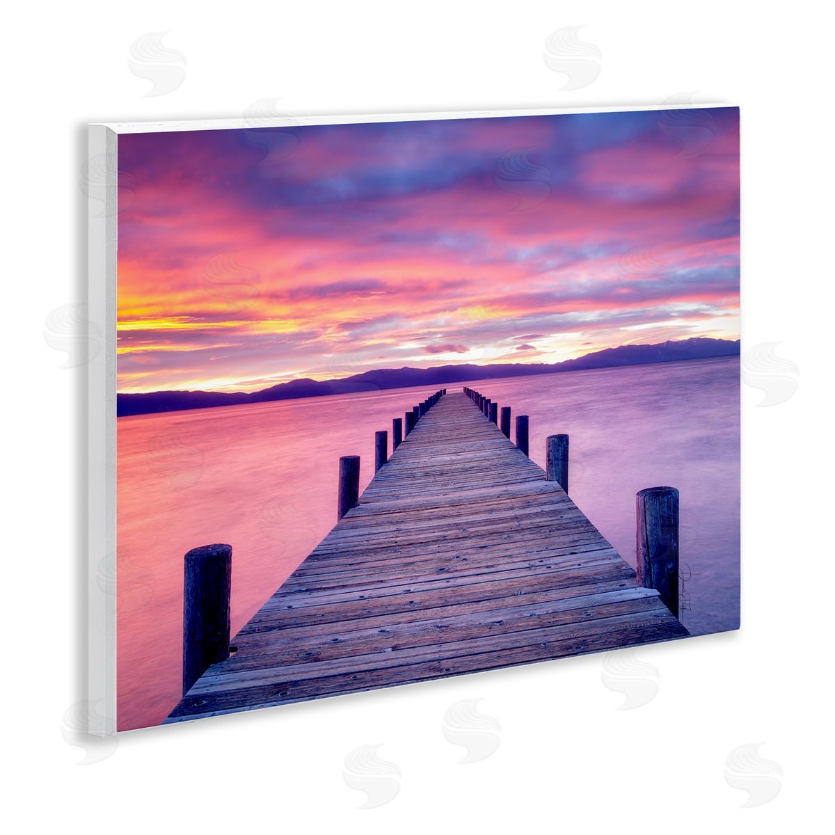 Purple Sunset Dock Wood Plaque Wall Art, Home Decor by Dennis Frates