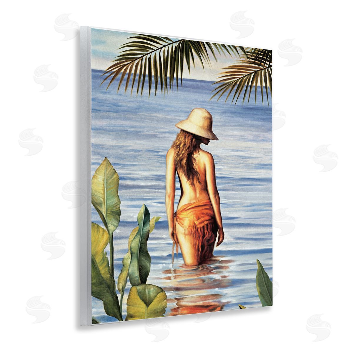 Migdalia Arellano Woman Wading Beach Wooden Wall Plaque Art Print