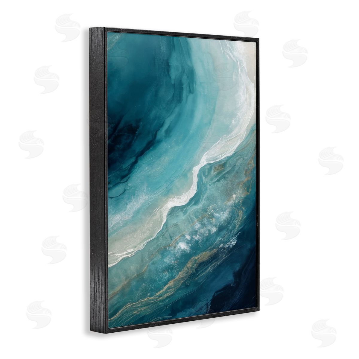 Splashing Marine Currents Black Frame Print Wall Art, Home Decor by Denise Dundon