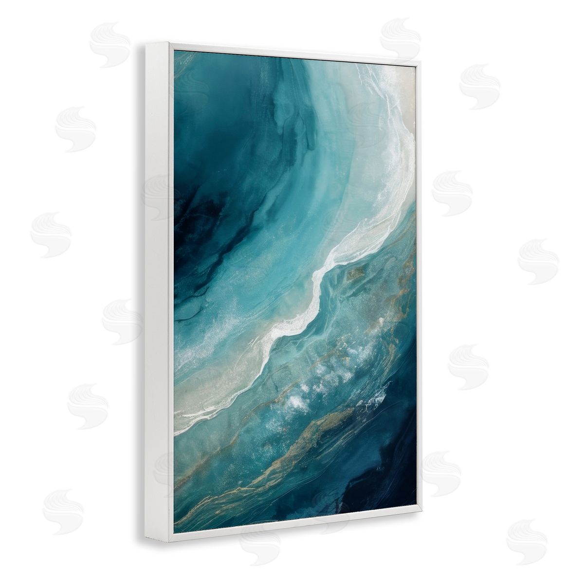 Splashing Marine Currents White Frame Print Wall Art, Home Decor by Denise Dundon