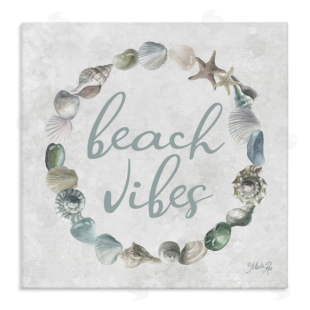 Beach Vibes with Shells Canvas Wall Art, Home Decor by Marla Rae