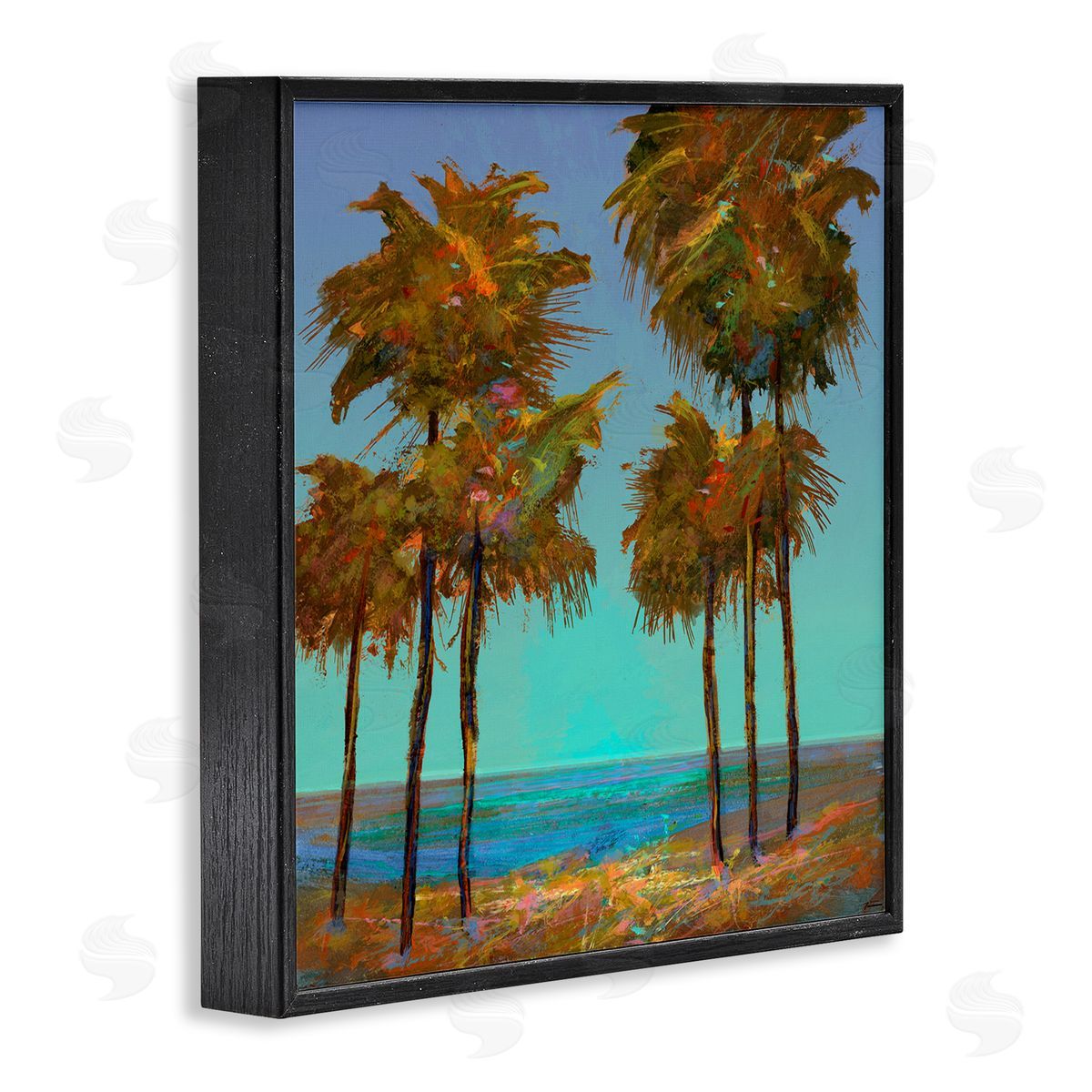 Looming Green Palms Black Frame Print Wall Art, Home Decor by Michael Tienhaara