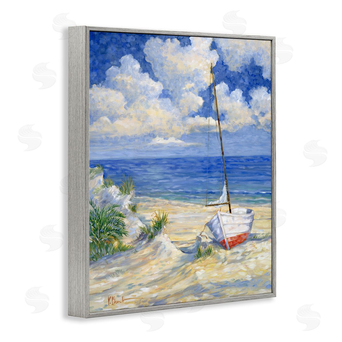 Costa Del Sol View Grey Frame Print Wall Art, Home Decor by Paul Brent