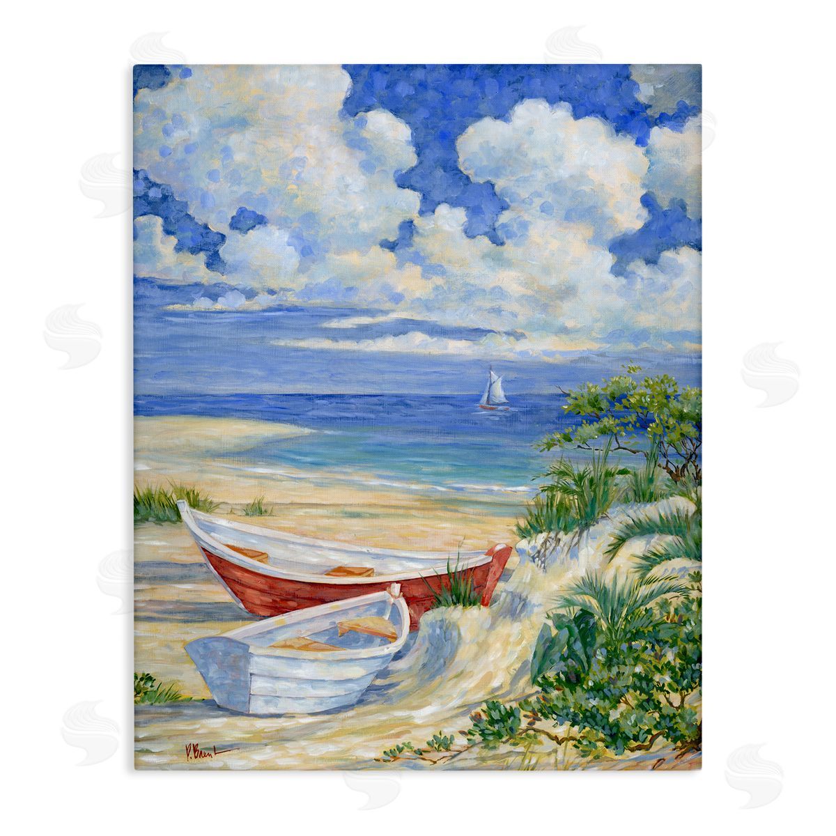Two Boats on Sand Canvas Wall Art, Home Decor by Paul Brent
