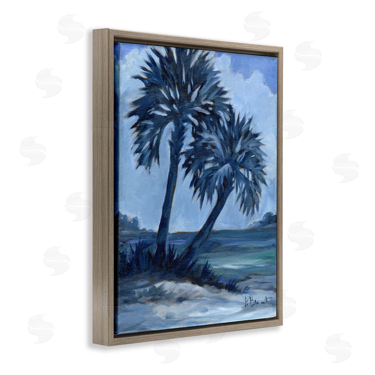 Paul Brent Impressions Of Palms Brown Floating Frame Canvas Wall Art Print