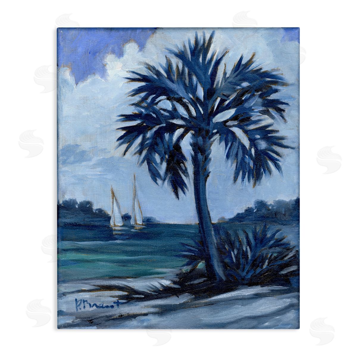 Paul Brent Blue Palm Impressions Canvas Wall Art Print