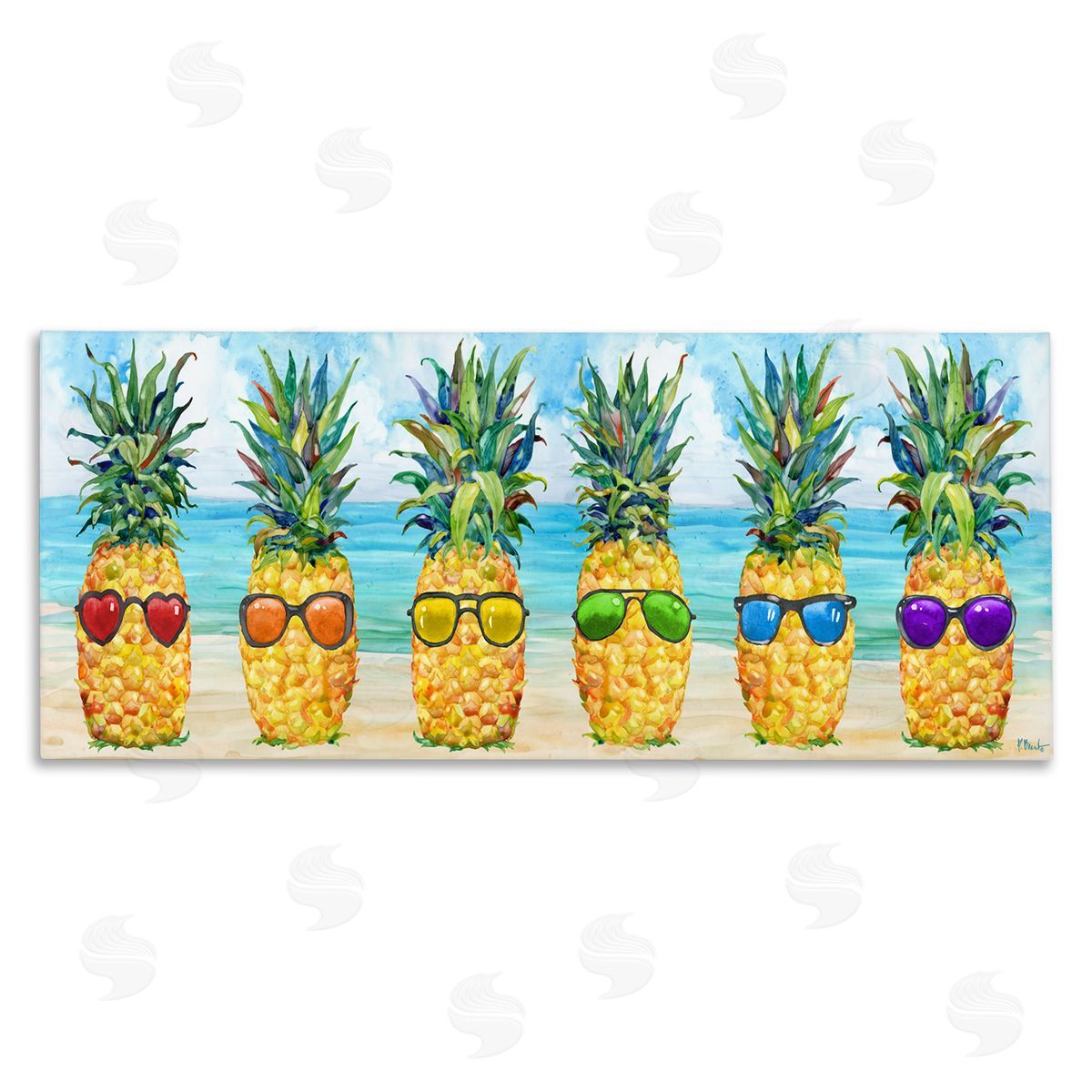 Rainbow Beach Pineapples Canvas Wall Art, Home Decor by Paul Brent