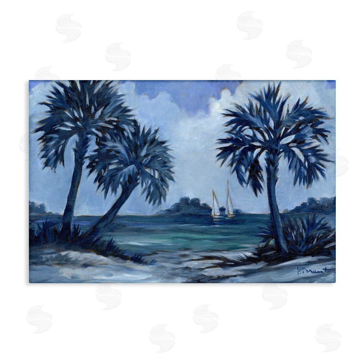Indigo Palms Impressions Canvas Wall Art, Home Decor by Paul Brent