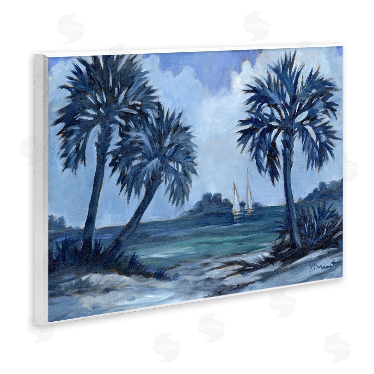 Indigo Palms Impressions Wood Plaque Wall Art, Home Decor by Paul Brent