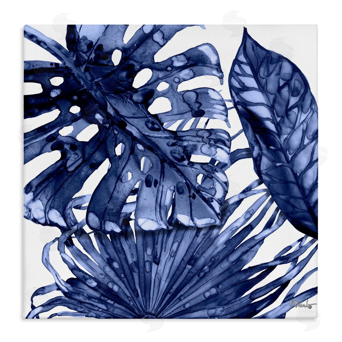 Blue Hued Palms Canvas Wall Art, Home Decor by Paul Brent