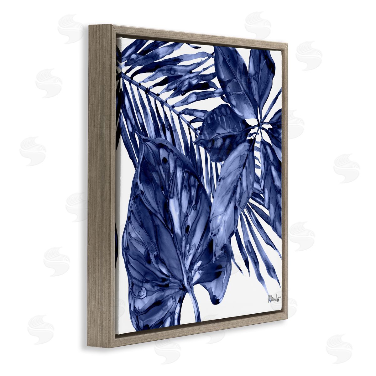 Hued Plant Fronds Brown Floating Frame Canvas Wall Art, Home Decor by Paul Brent