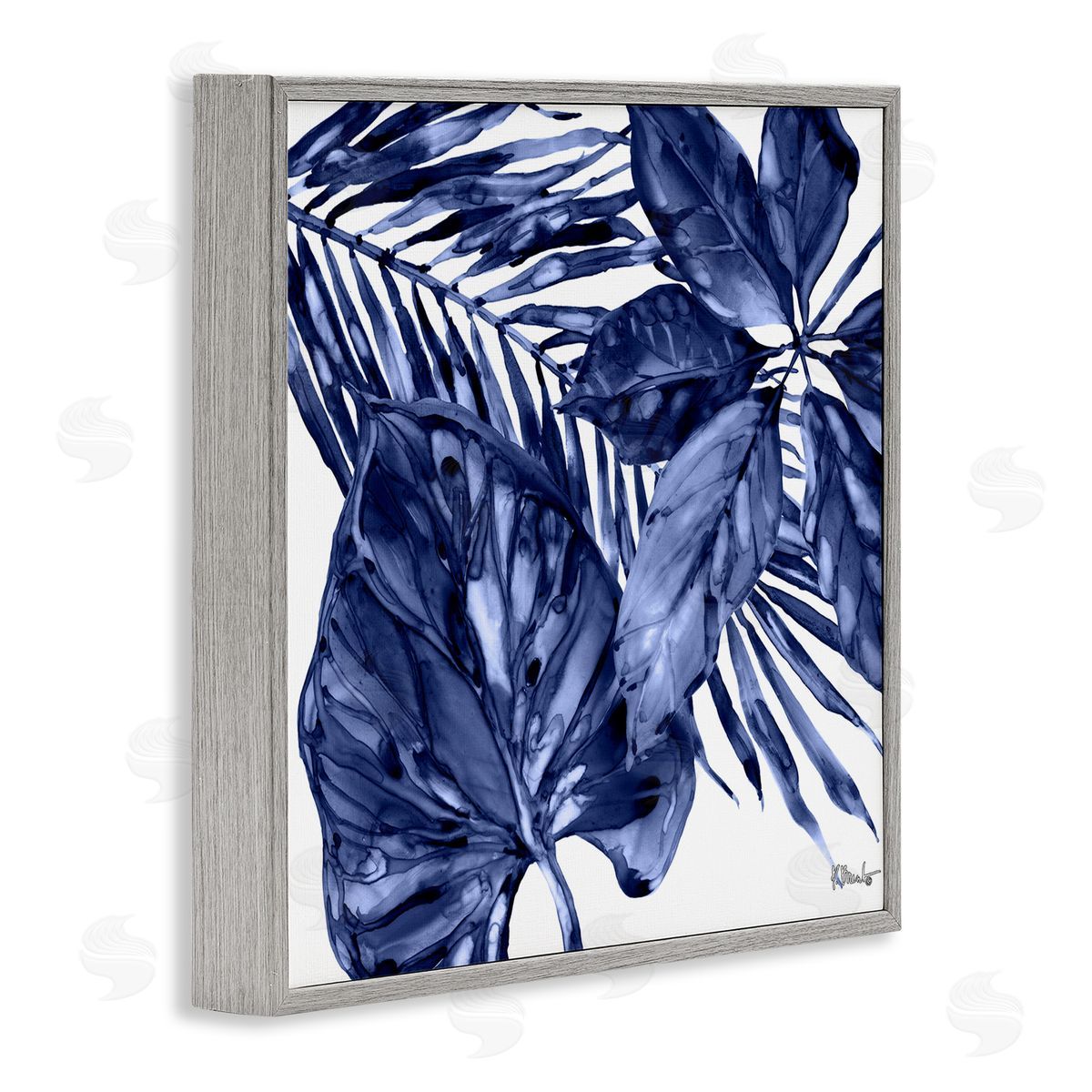Hued Plant Fronds Grey Frame Print Wall Art, Home Decor by Paul Brent