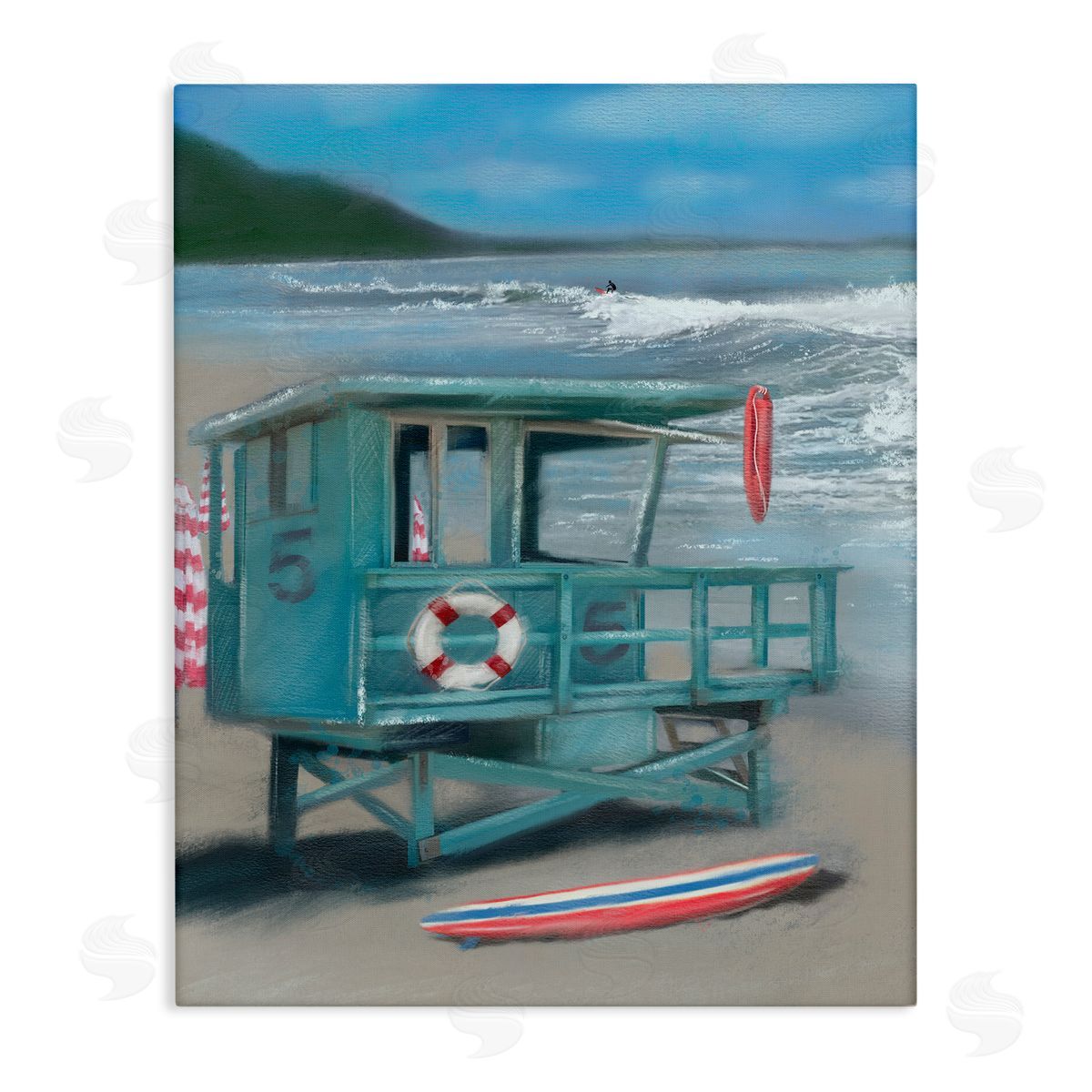 Lifeguard Stand on Shore Canvas Wall Art, Home Decor by Matthew Piotrowicz