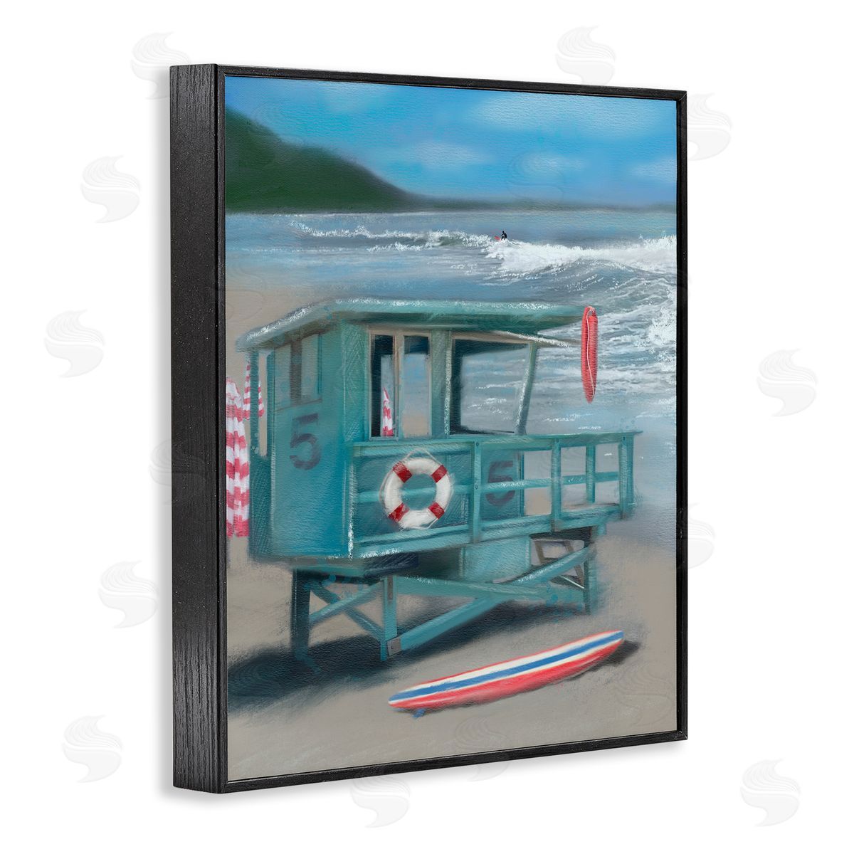 Lifeguard Stand on Shore Black Frame Print Wall Art, Home Decor by Matthew Piotrowicz