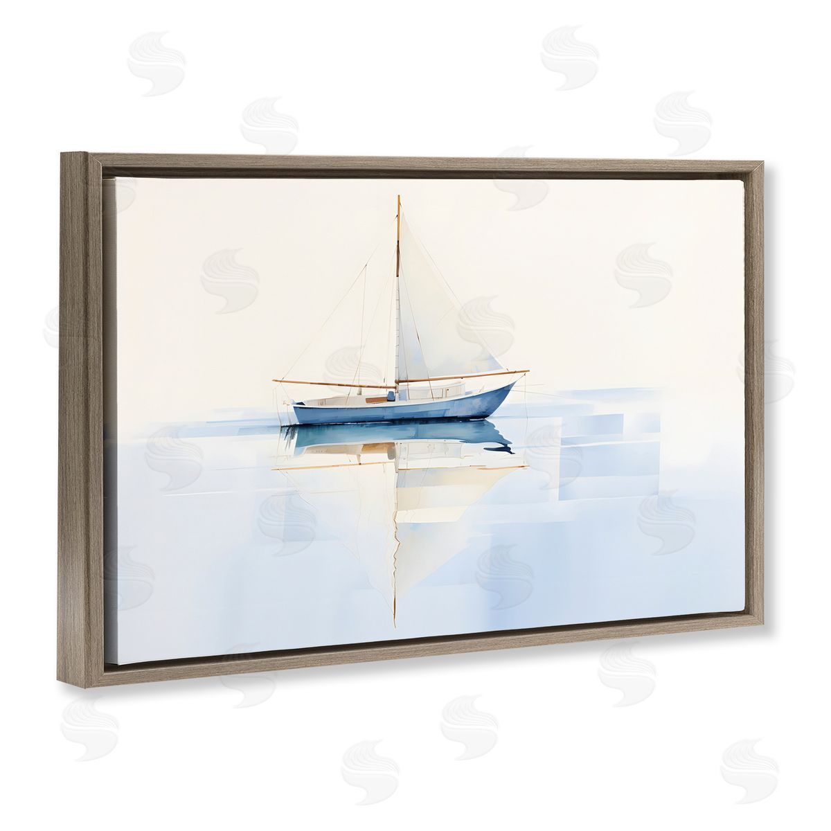 Petal Prints Design Reflective Sails View Brown Floating Frame Canvas Wall Art Print
