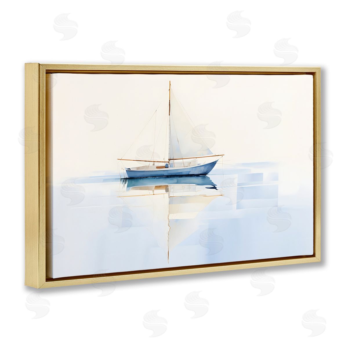 Petal Prints Design Reflective Sails View Gold Floating Frame Canvas Wall Art Print