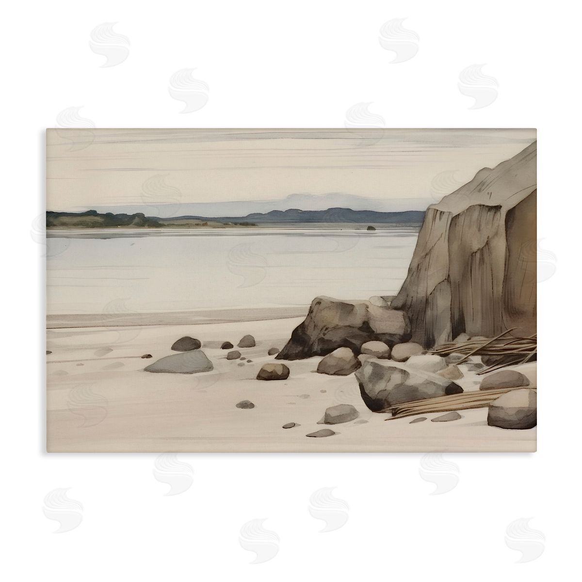 Petal Prints Design Beach Cliff View Canvas Wall Art Print