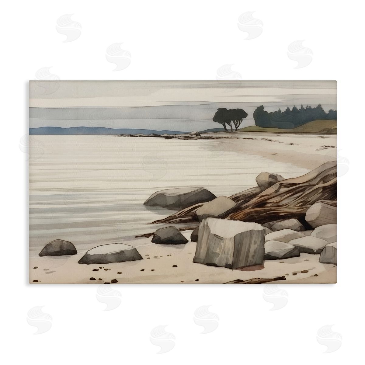 Petal Prints Design Beach Rock View Canvas Wall Art Print