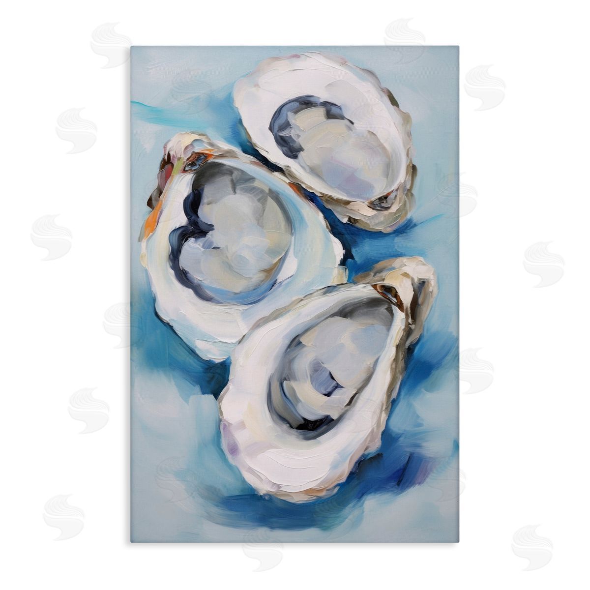 Oyster Shell Trio Canvas Wall Art, Home Decor by Petal Prints Design