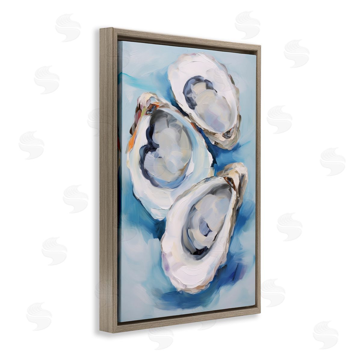Oyster Shell Trio Brown Floating Frame Canvas Wall Art, Home Decor by Petal Prints Design