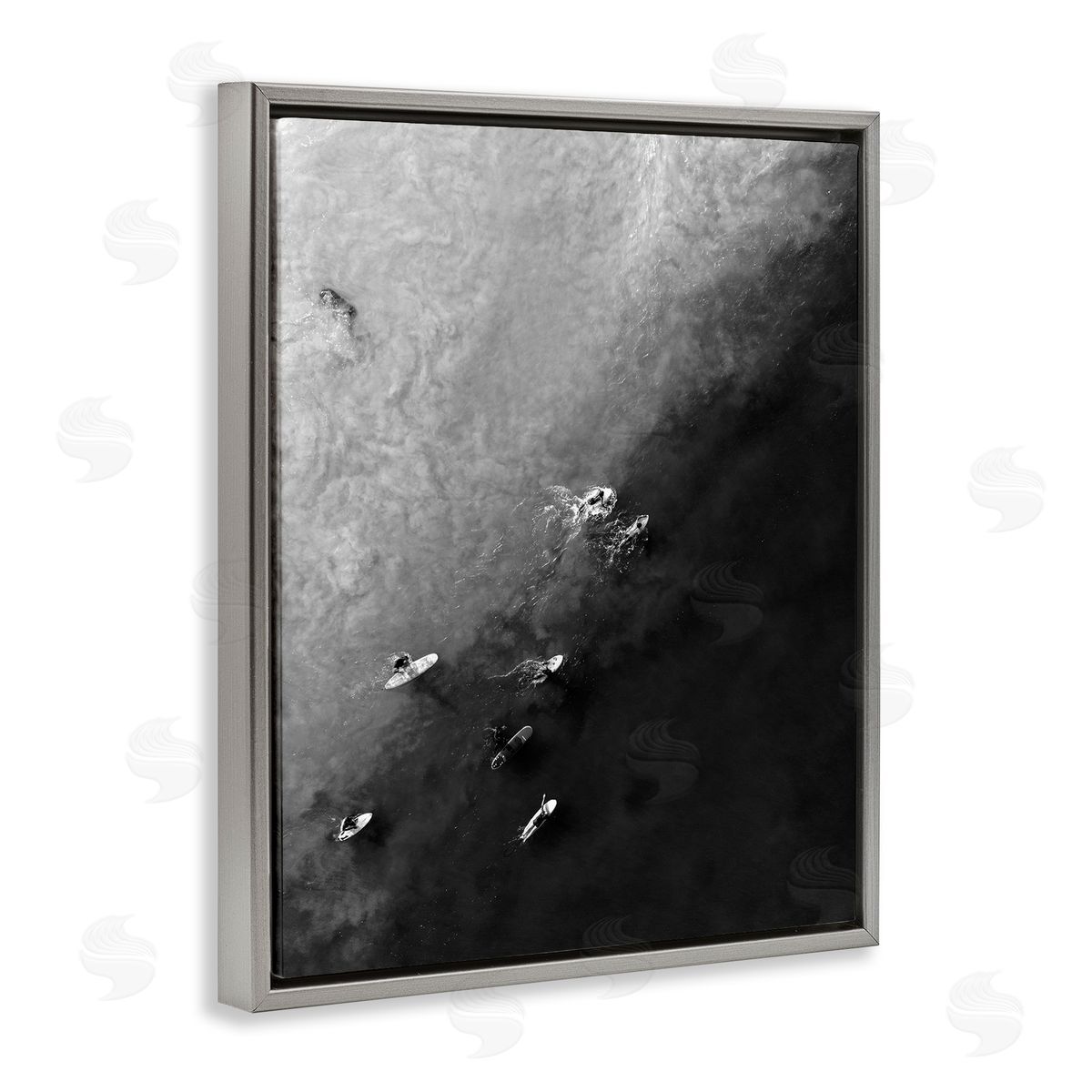 Aerial Paddling Surfboards Grey Floating Frame Canvas Wall Art, Home Decor by Stupell Studio