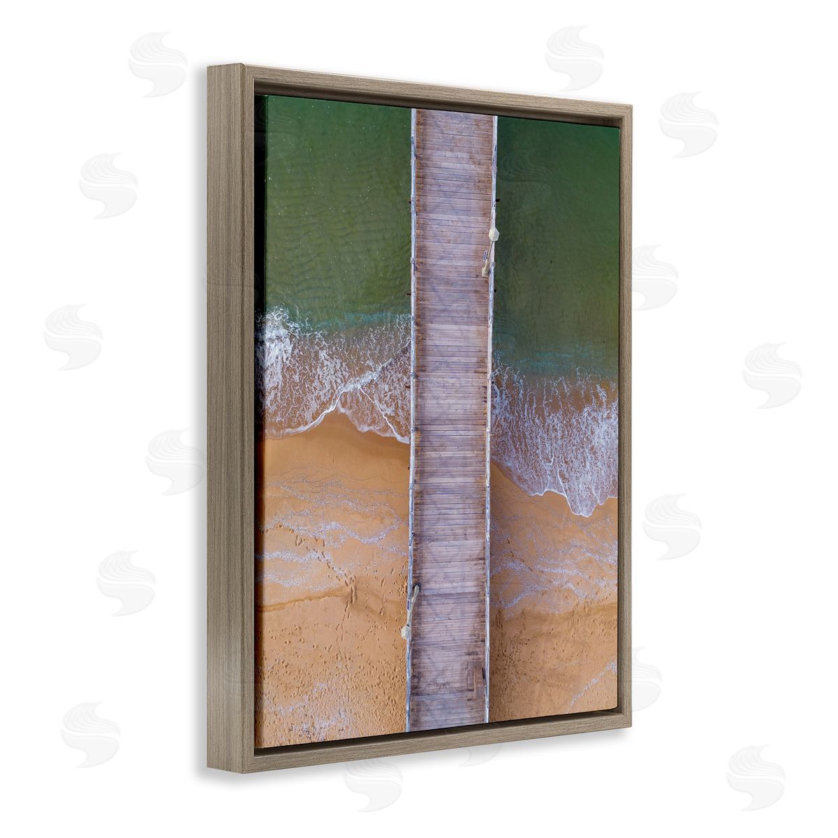 Stupell Studio Aerial View Boardwalk Brown Floating Frame Canvas Wall Art Print